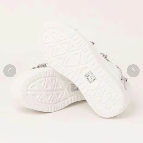 White Sneakers with Silver Accents with Rhinestone Lace - Picture 8 of 12